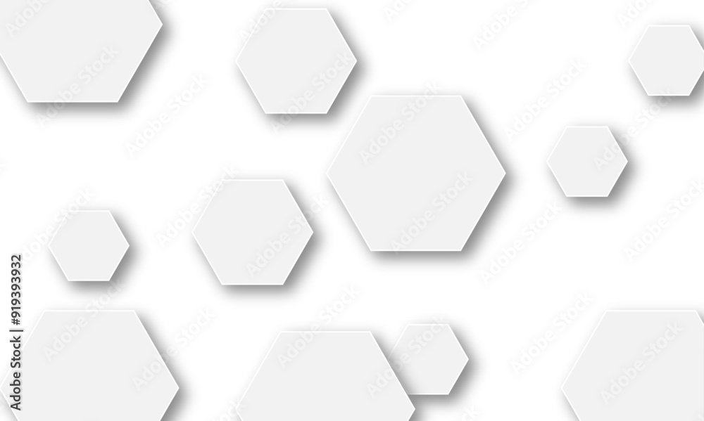 Fototapeta premium Luxury white and grey hexagonal abstract background with shadow. Geometric 3d texture illustration. Abstract hexagonal concept technology, banner and wallpaper background.