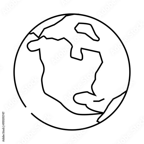 north america earth planet map line icon vector. north america earth planet map sign. isolated contour symbol black illustration