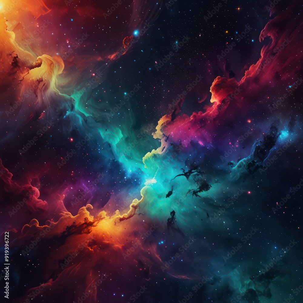 An abstract background with a cosmic theme, featuring stars, galaxies, and nebulae in vibrant colors. An abstract background with a cosmic theme, featuring stars, galaxies, and nebulae in vibrant colors.