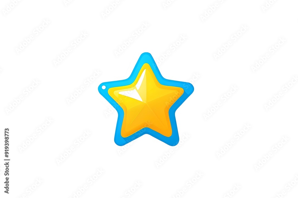 bright yellow and blue kawaii star with a soft glowing outline on a white background perfect for playful designs bright yellow and blue kawaii star with a soft glowing outline on a white background perfect for playful designs