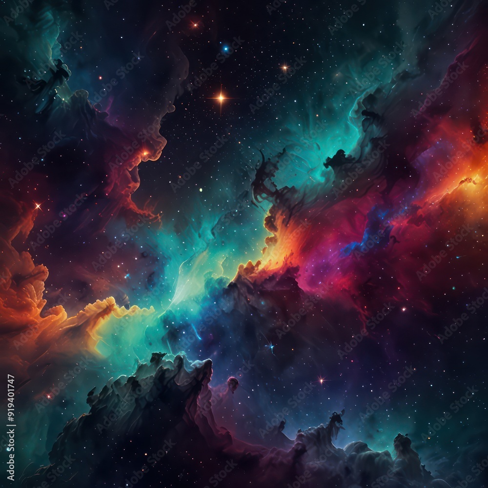 An abstract background with a cosmic theme, featuring stars, galaxies, and nebulae in vibrant colors. An abstract background with a cosmic theme, featuring stars, galaxies, and nebulae in vibrant colors.