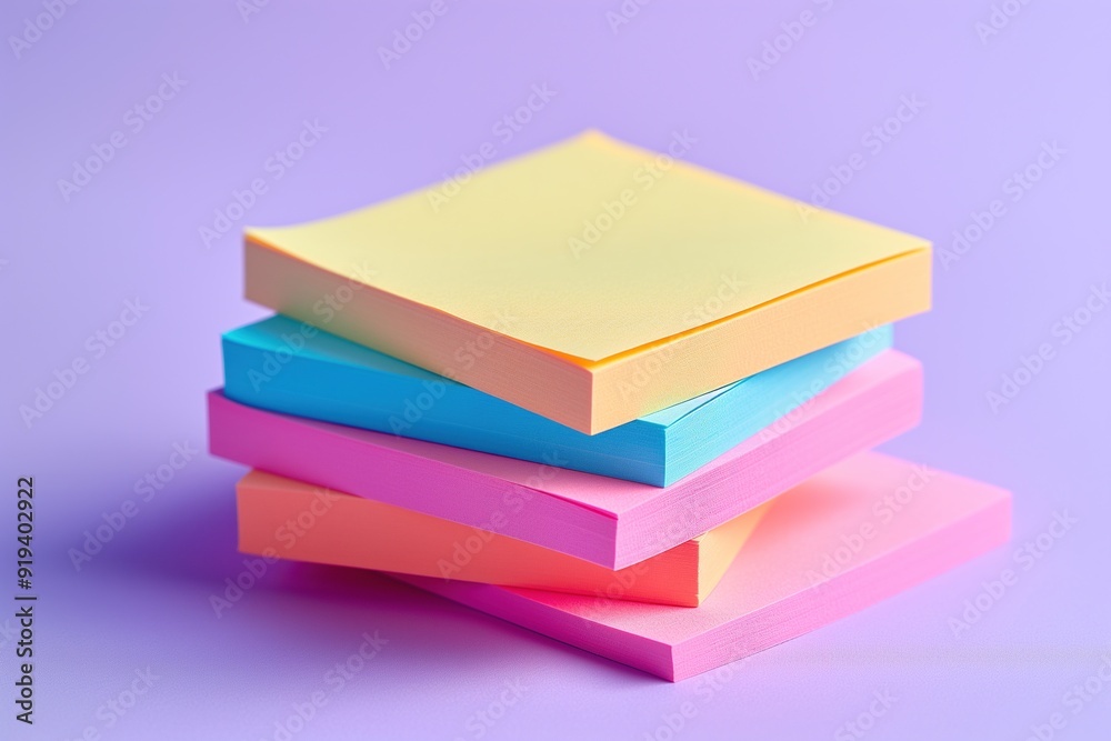 Stack of colorful sticky notes on a purple background. Stack of colorful sticky notes on a purple background.