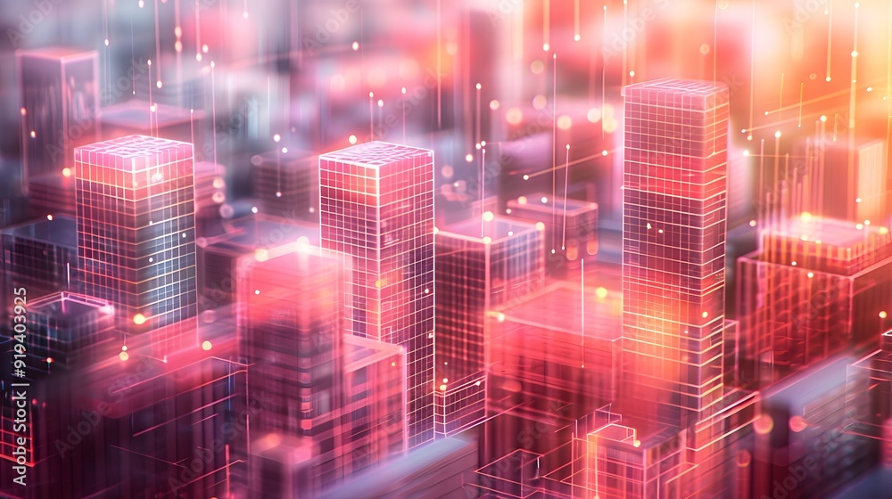 Digital Cityscape with Luminous Skyscrapers and Data Streams, Symbolizing Technological Integration in Urban Life Digital Cityscape with Luminous Skyscrapers and Data Streams, Symbolizing Technological Integration in Urban Life