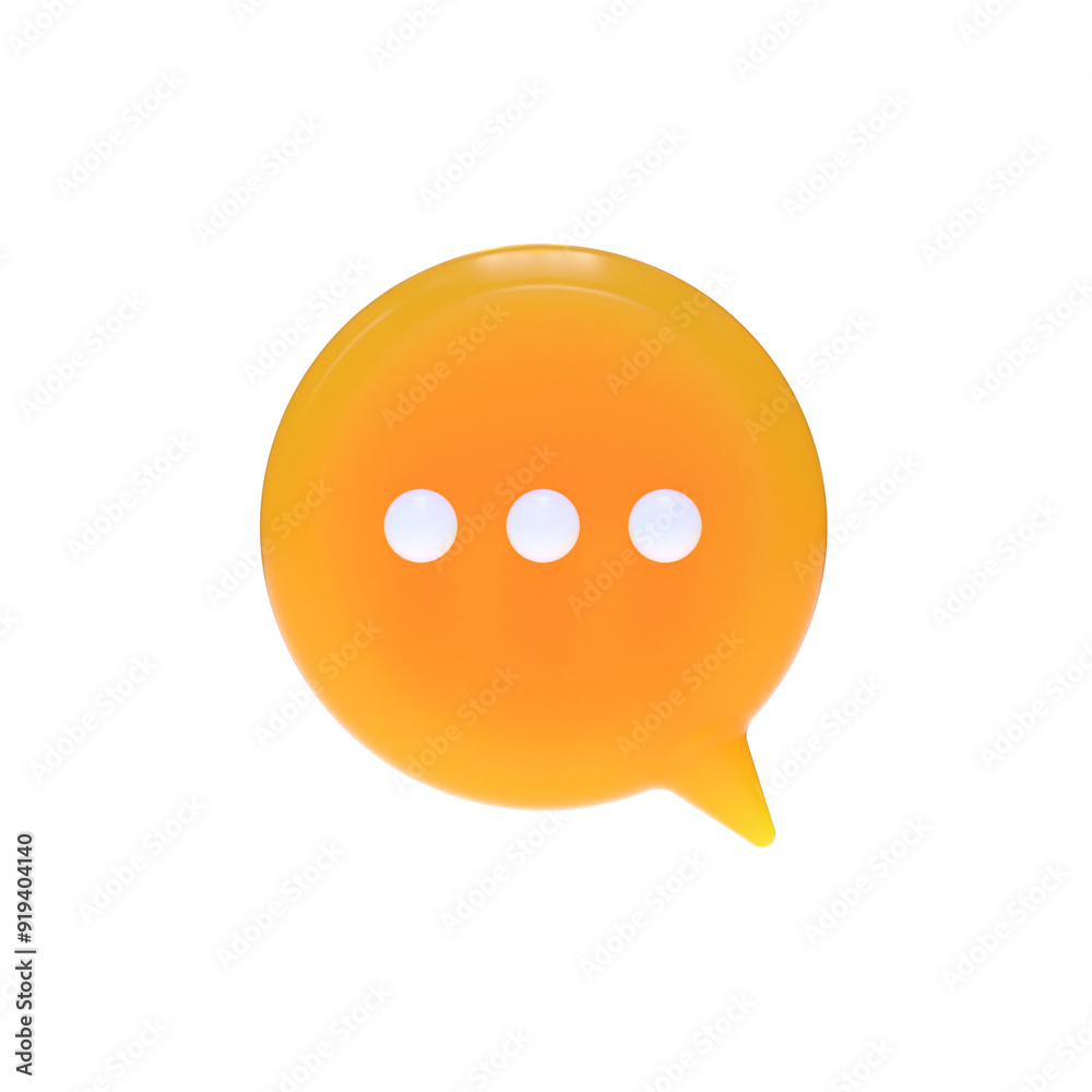 Orange icon 3d round chat bubble, text or simple conversation Orange icon 3d round chat bubble, text or simple conversation