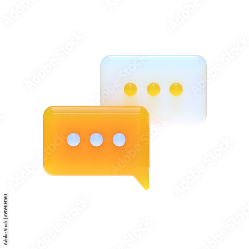 Orange square bubble double chat text conversation 3d icon