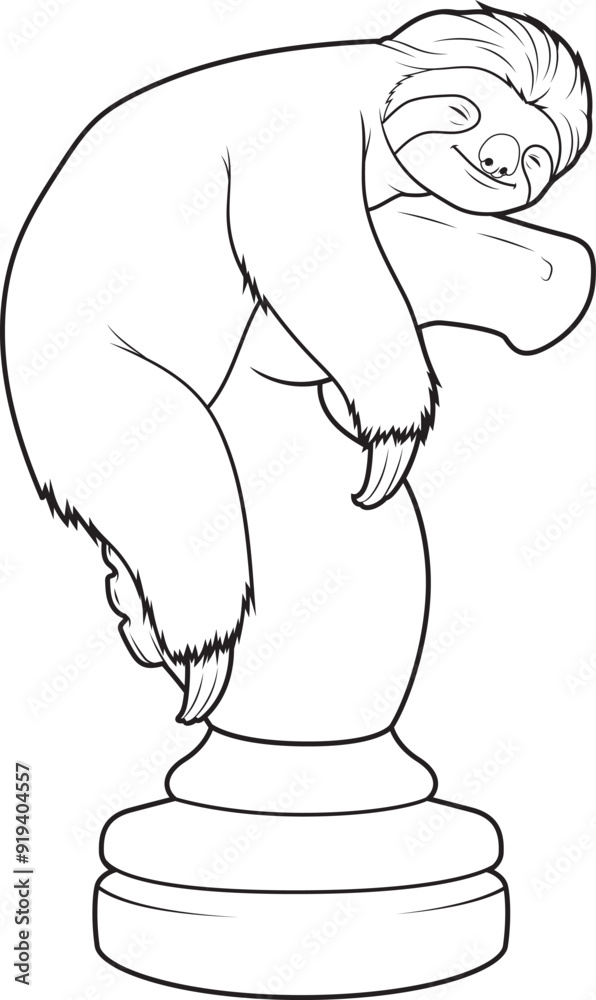 Obraz premium Sloth Chess piece Knight Chess Animal Vector Graphic Art Illustration