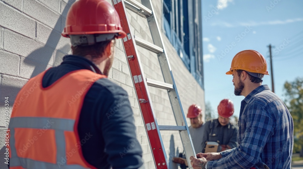 Generate a photo realistic image of workers receiving training on ...