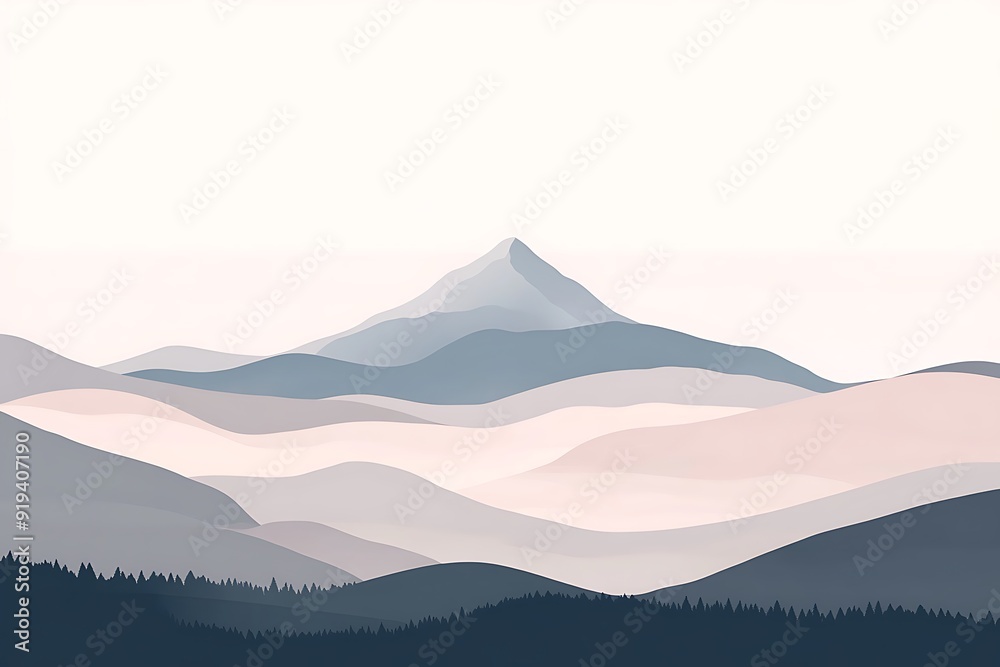 Peaceful Mountain Landscape in Soft Hues Peaceful Mountain Landscape in Soft Hues