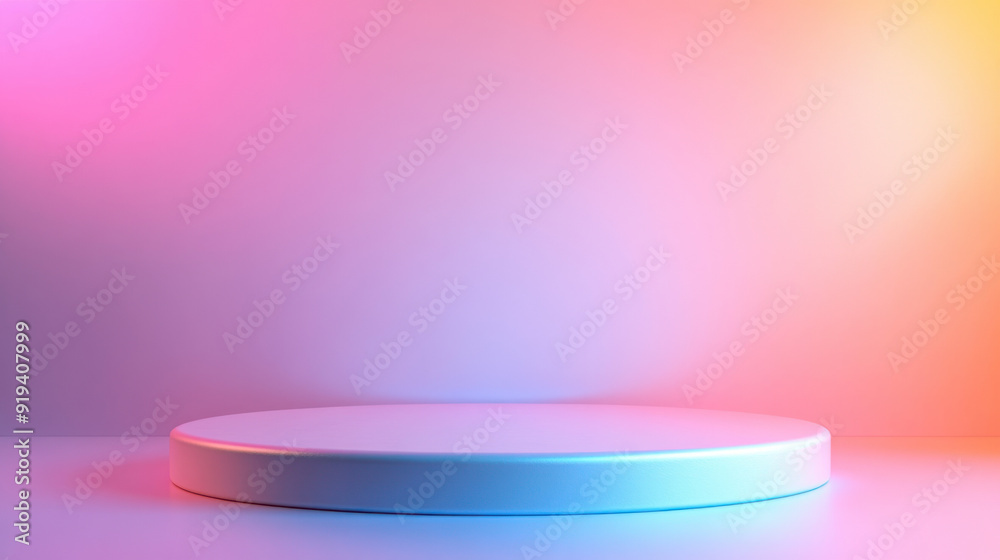 Stylize product placement backdrop,  Stylized blank podium with a smooth finish against a soft gradient background, providing a professional and sophisticated look for branding and