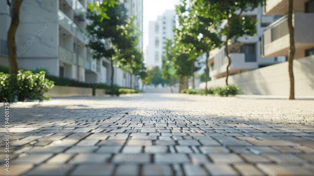 Obraz premium Urban agglomeration, empty ground, clean background, warm eyes, modernism, realism, flat angle shot, head-up, masterpiece, ultra high definition, with generative ai