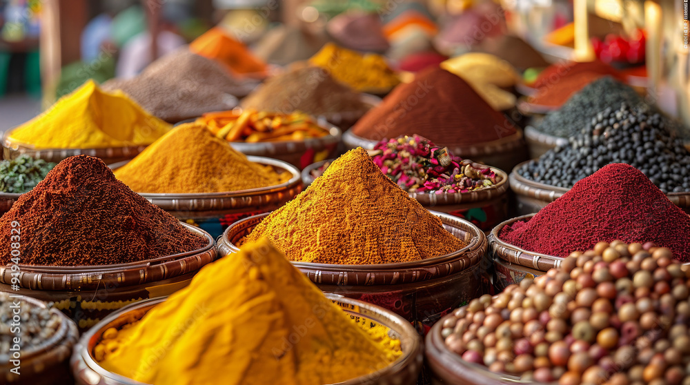 Fototapeta premium Vibrant Spice Market in the Middle East