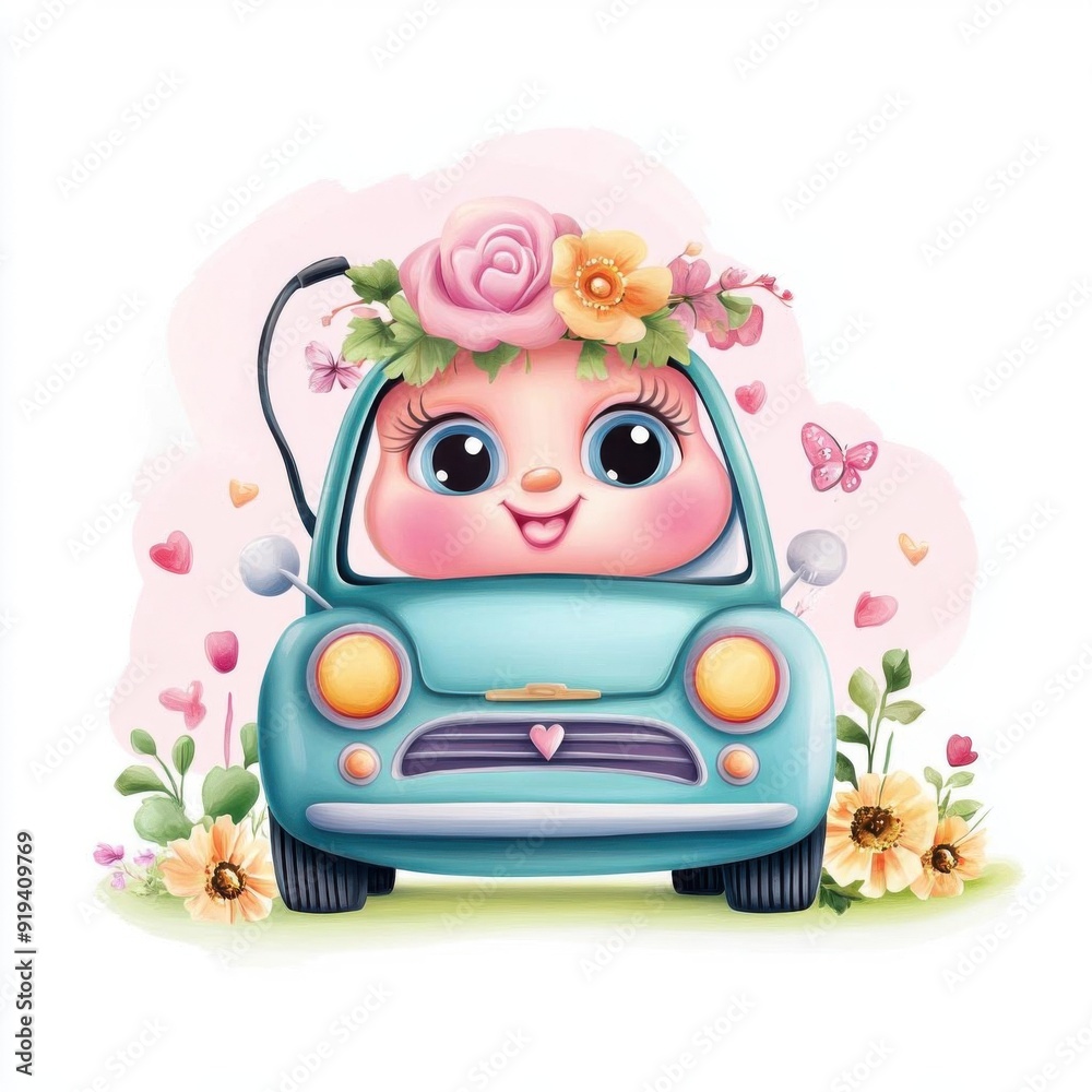 Naklejka premium Electric vehicles, environmental element, vector illustration, modern tones, isolated on white background, clipart, watercolor clipart, isolated on white background