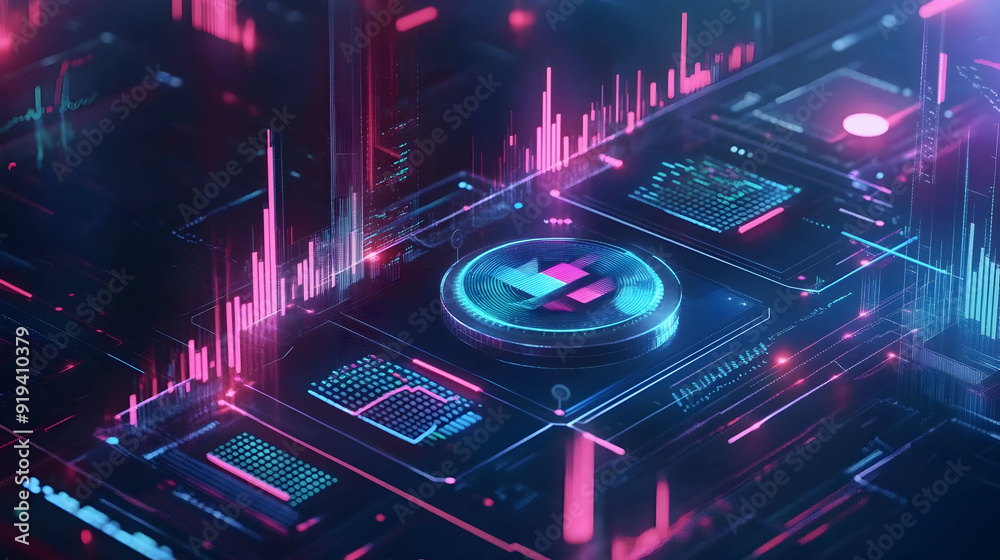 Cryptocurrency Exchange Platforms - An illustration of digital currencies being traded on a high-tech exchange platform, with real-time graphs and market data Cryptocurrency Exchange Platforms - An illustration of digital currencies being traded on a high-tech exchange platform, with real-time graphs and market data
