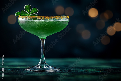 A close-up of a St. Patricks Day cocktail St. Patricks photo