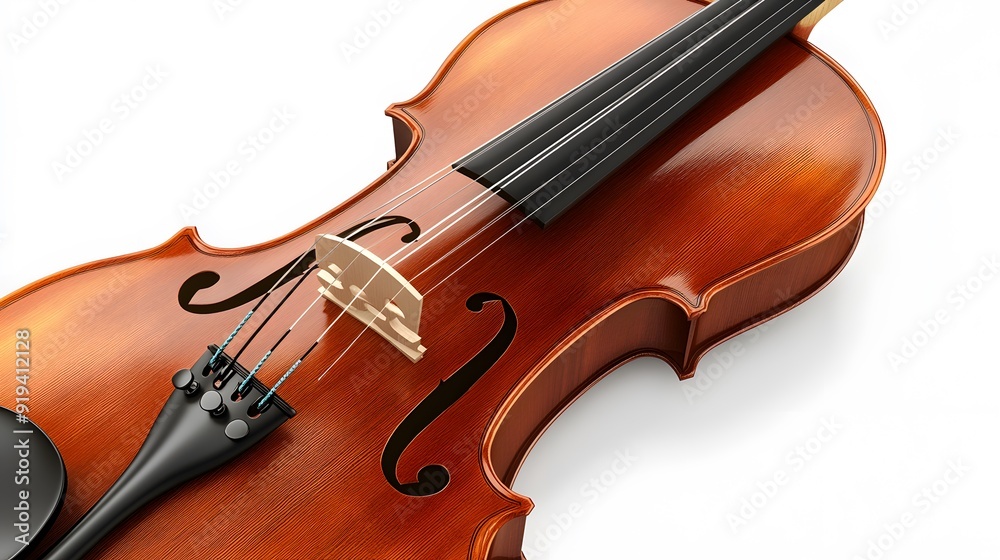 A classical violin with bow, rich wood grain, warm reddish-brown varnish, high detail, studio lighting, pure white background. A classical violin with bow, rich wood grain, warm reddish-brown varnish, high detail, studio lighting, pure white background.