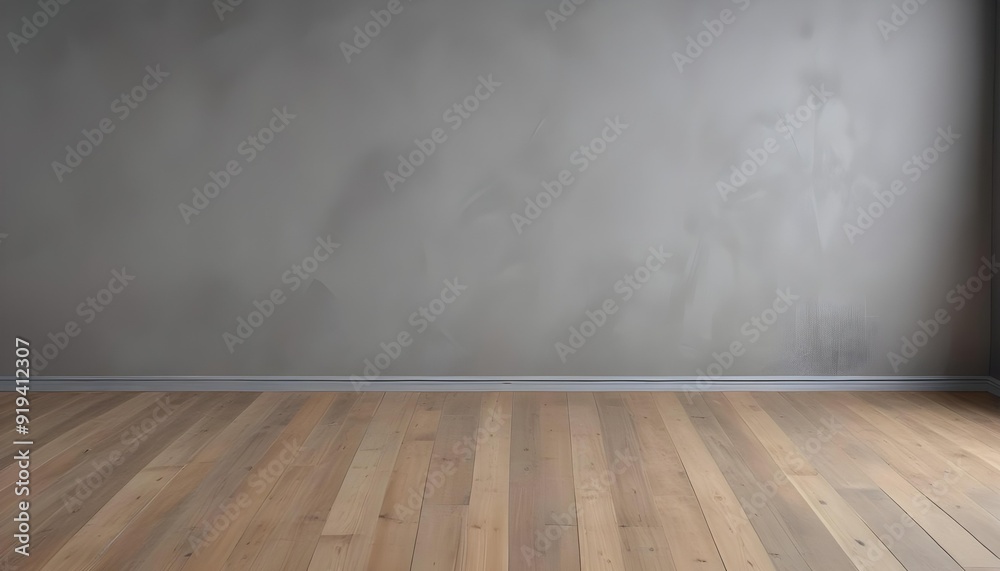 Gray wall with wooden floor. AI Generative 
