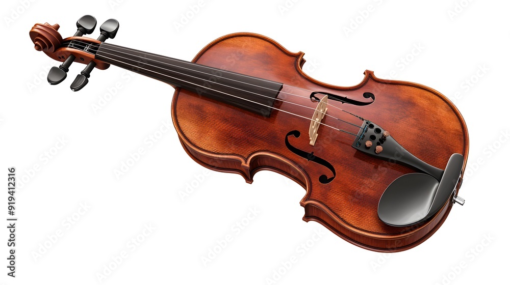A classical violin with bow, rich wood grain, warm reddish-brown varnish, high detail, studio lighting, pure white background. A classical violin with bow, rich wood grain, warm reddish-brown varnish, high detail, studio lighting, pure white background.