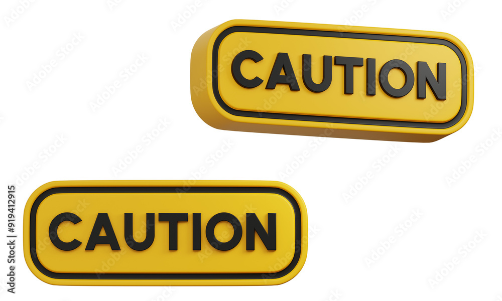 caution sign warning on yellow triangle board caution sign warning on yellow triangle board