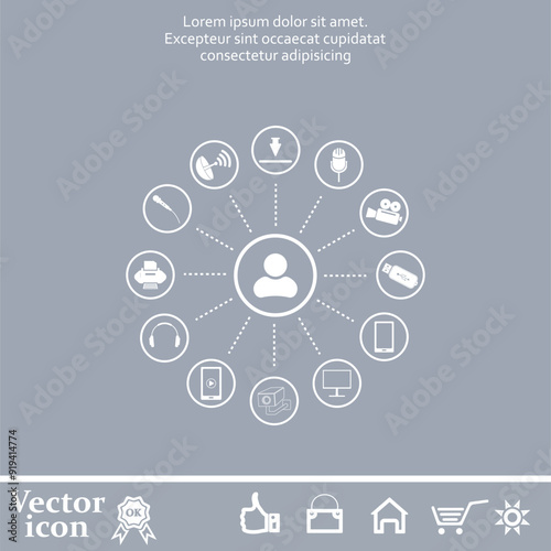 Vector icon of white color on a gray background