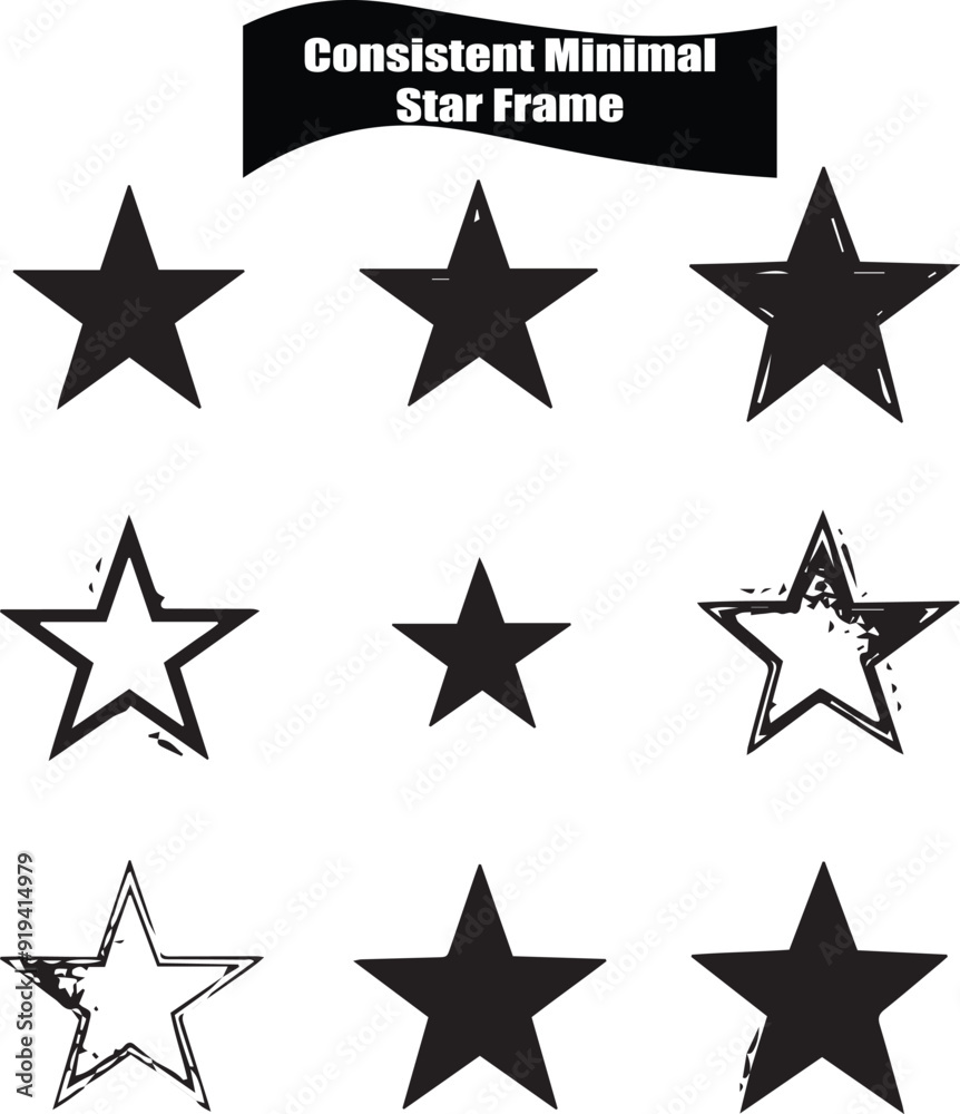Fototapeta premium Star Frame Elegant Silhouette Vector Illustrations