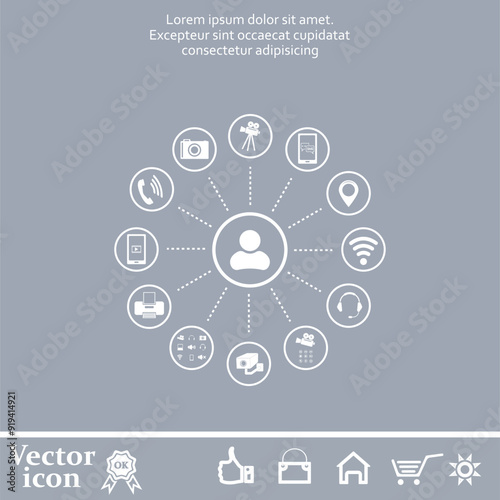 Vector icon of white color on a gray background