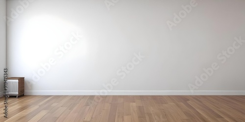 Wallpaper Mural Empty room with white wall and wooden floor. Torontodigital.ca