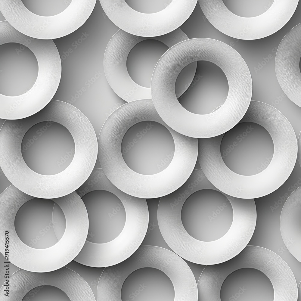 Abstract Pattern of Overlapping White Rings