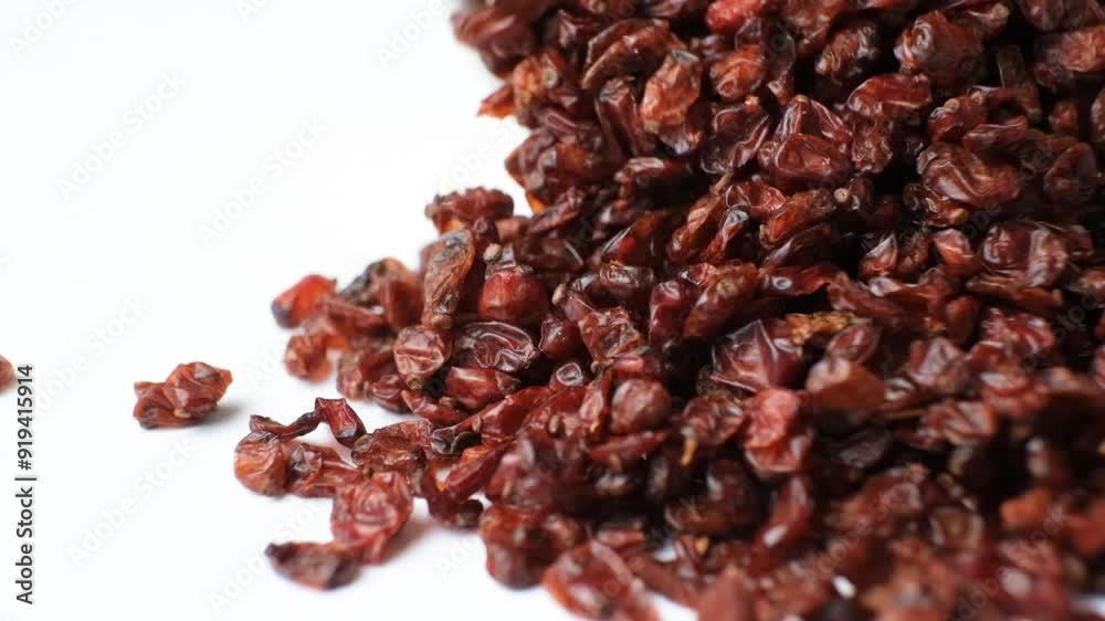 Spice Red Dried Barberry Pour Out Slow Motion Spice Red Dried Barberry Pour Out Slow Motion