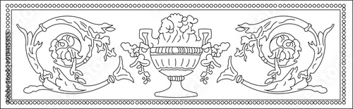 Vector sketch illustration silhouette design ornate ornament painting of the holy grail old classic vintage ethnic