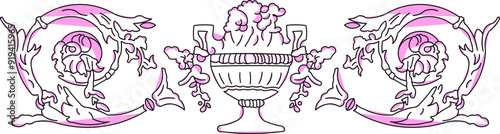 Vector sketch illustration silhouette design ornate ornament painting of the holy grail old classic vintage ethnic