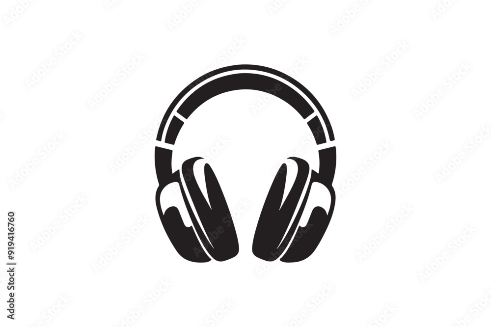 A vector silhouette of headphone. A vector silhouette of headphone.