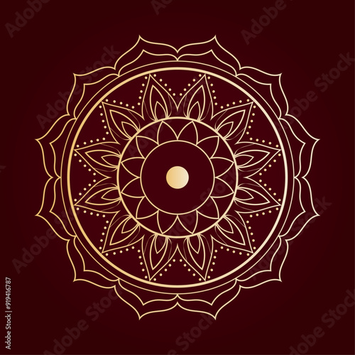 Luxury ornamental mandala design background is in gold.