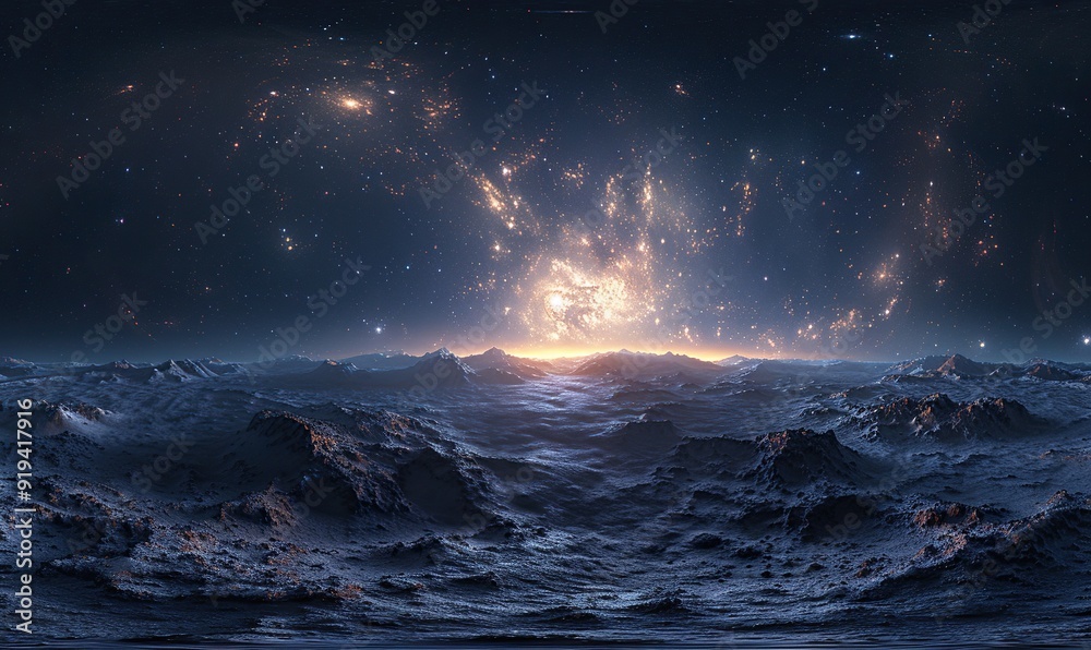 Naklejka premium 360 degree equirectangular projection space background with nebula,stars environment map hdri spherical panorama.