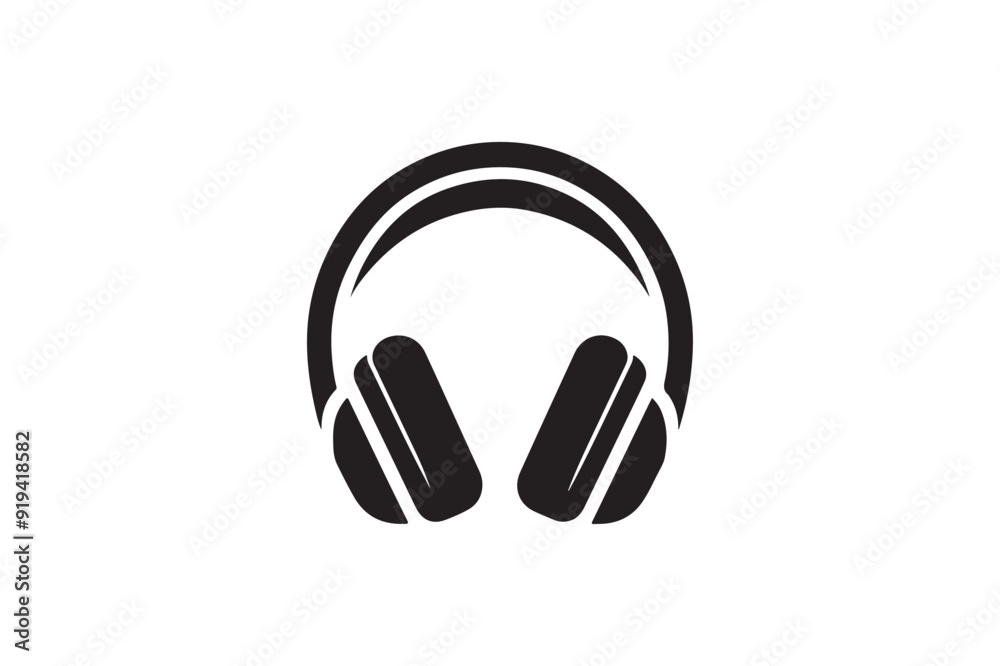 A vector silhouette of headphone. A vector silhouette of headphone.