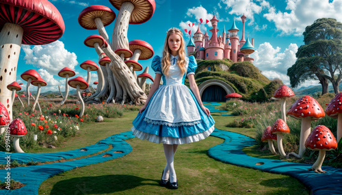 The beautiful girl Alice found herself in Wonderland