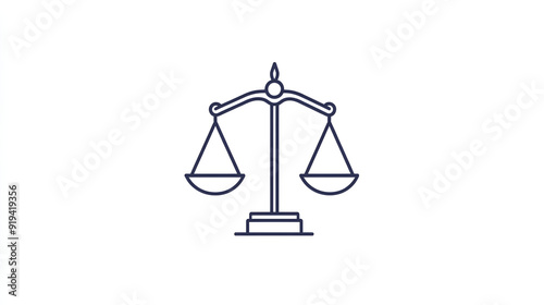  Simple line art icon of justice scales on a white background