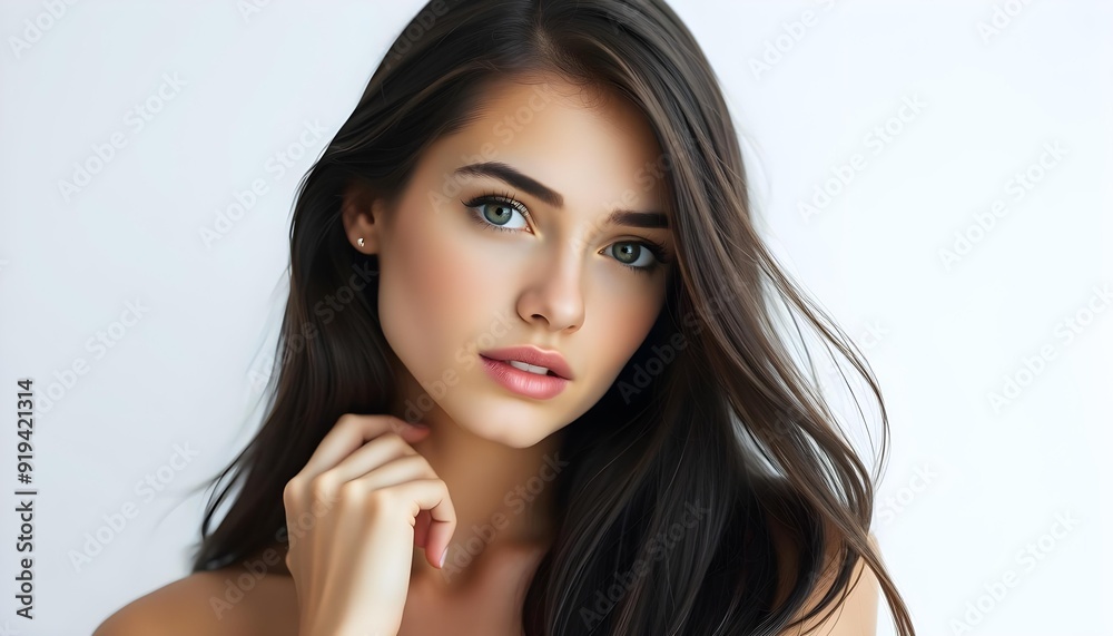 Minimalist Portrait of a Young Woman with Natural Beauty Minimalist Portrait of a Young Woman with Natural Beauty