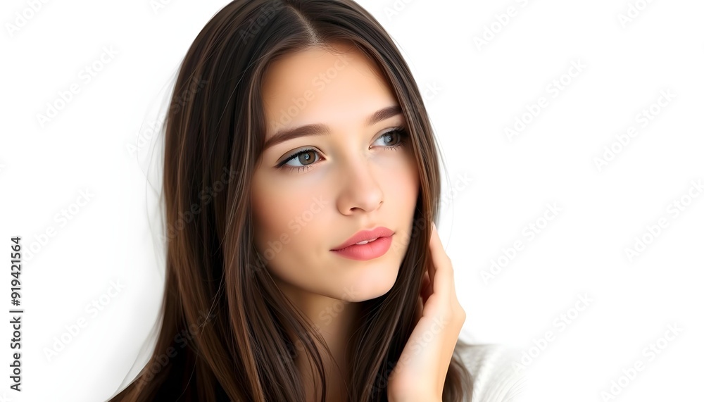 Minimalist Portrait of a Young Woman with Natural Beauty Minimalist Portrait of a Young Woman with Natural Beauty