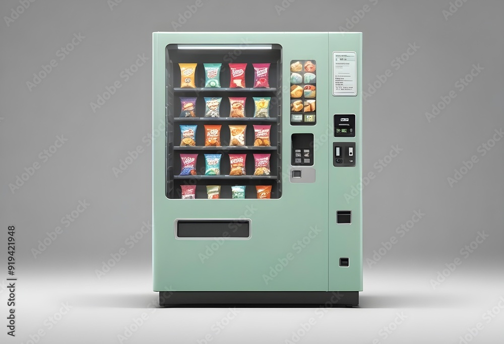 
Vending machine with snacks on a neutral background