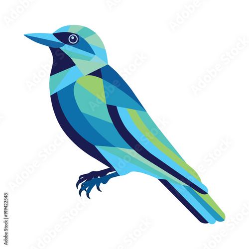 Abstract geometric vector illustration of a blue bird