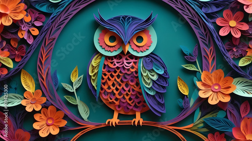 owl on a branch, ai generated