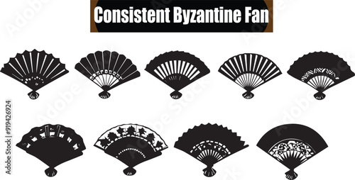 Consistent Byzantine Fan Artistic Silhouette Elements in Black