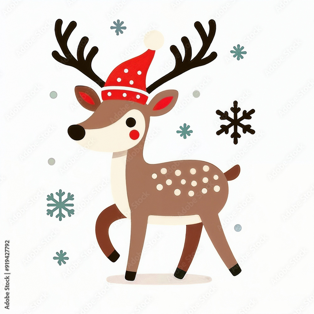 Christmas reindeer on white background. AI