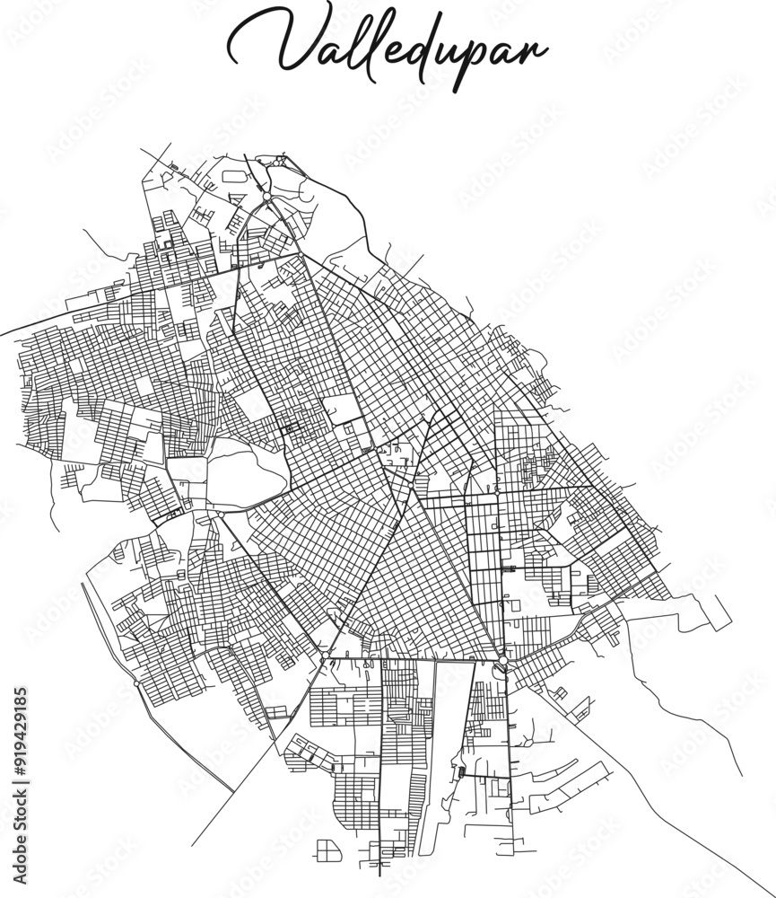 Naklejka premium Plano urbano de Valledupar, Colombia.