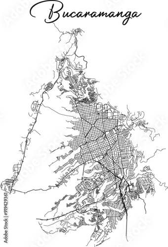 Plano urbano de Bucaramanga, Colombia.
