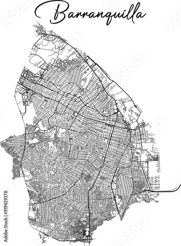 Plano urbano de Barranquilla, Colombia.