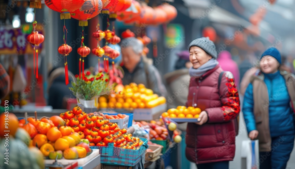 A vibrant market scene showcasing festive decorations and a variety of fresh fruits during a colorful celebration. A vibrant market scene showcasing festive decorations and a variety of fresh fruits during a colorful celebration.