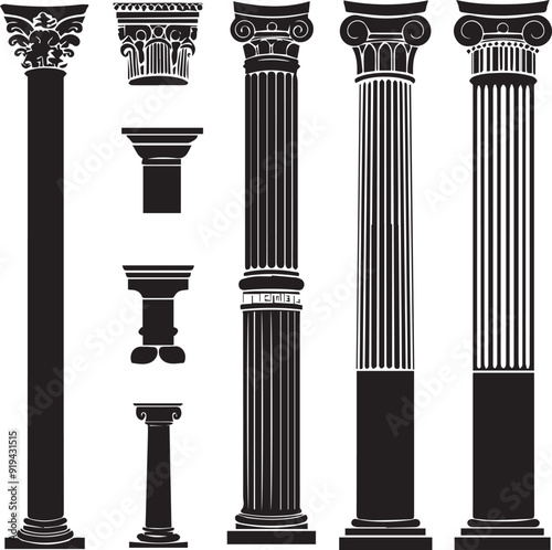 Modern Piller Black Silhouette Design Elements