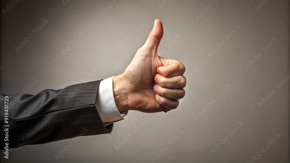 A elegant hand extends a thumb upward in approval, forming a universally recognized icon of positivity, set against a neutral background for versatility. A elegant hand extends a thumb upward in approval, forming a universally recognized icon of positivity, set against a neutral background for versatility.