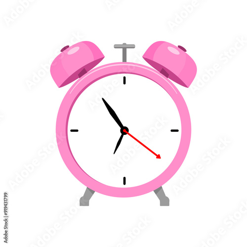 pink alarm clock vector illustration cute icon alarm clock